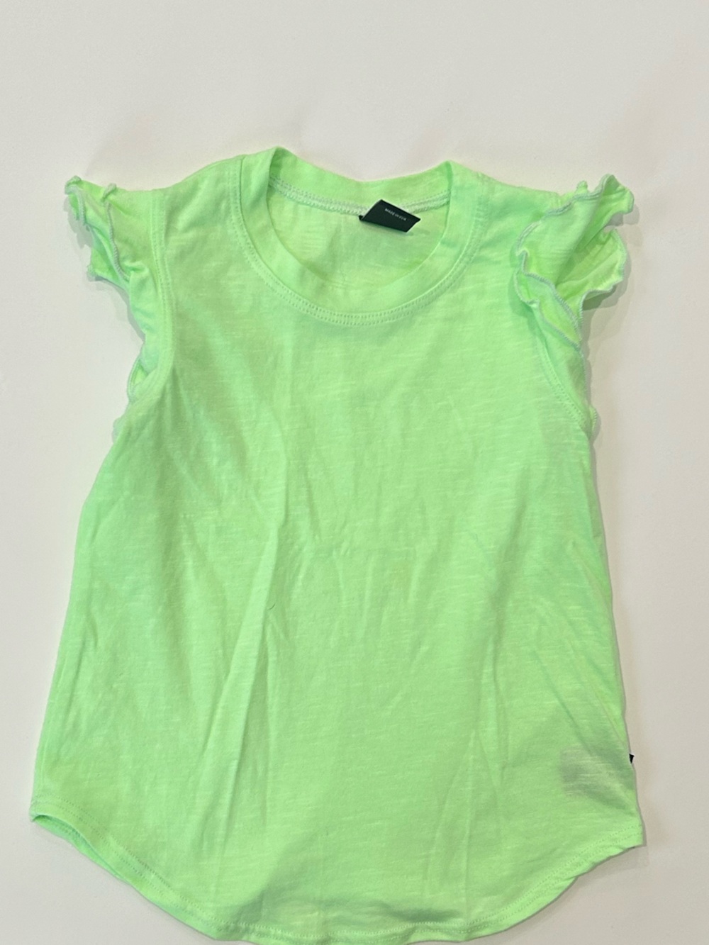 Pixielane Girls Neon Green Ruffle Sleeve Tee tank, size 5